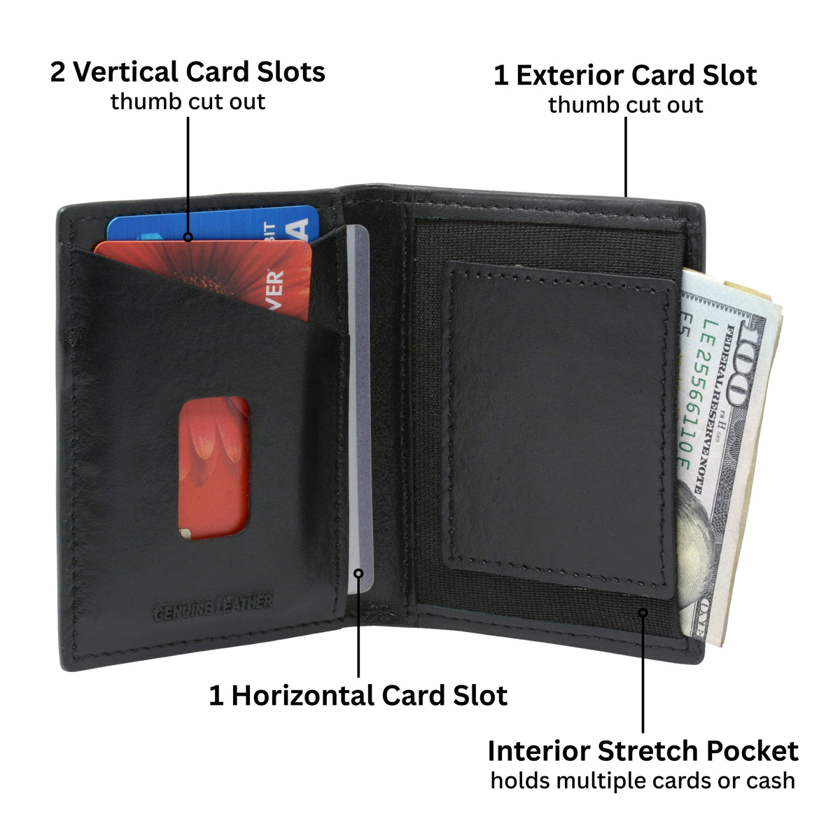 Alpine Swiss Men RFID Leather Wallet Slim Front Pocket Wallet Business Card Case – Cordoba Black