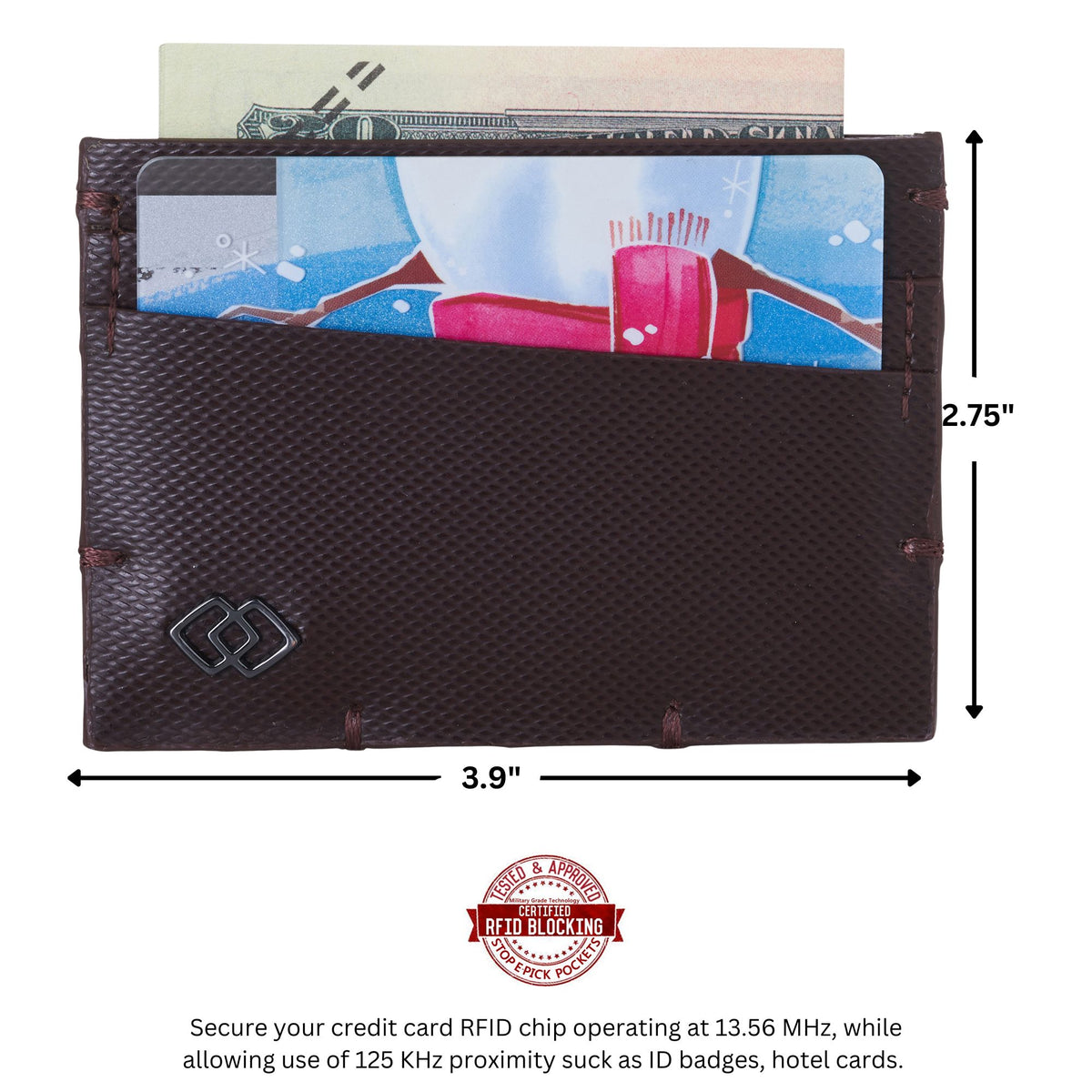 Alpine Swiss Double Diamond RFID Thin Card Case Leather Front Pocket Wallet – Cordoba Brown