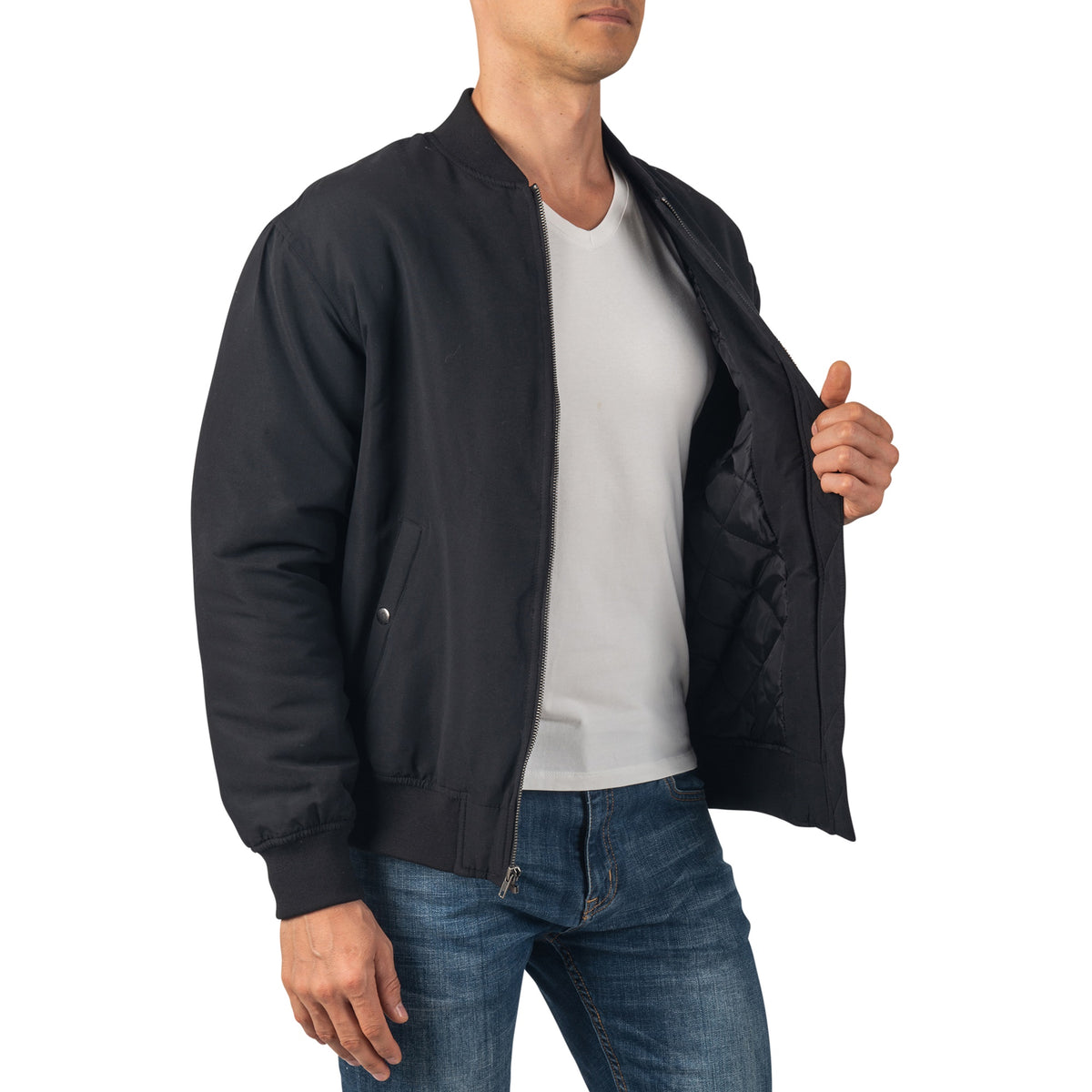 Alpine Swiss Damon Mens Bomber Jacket – Black