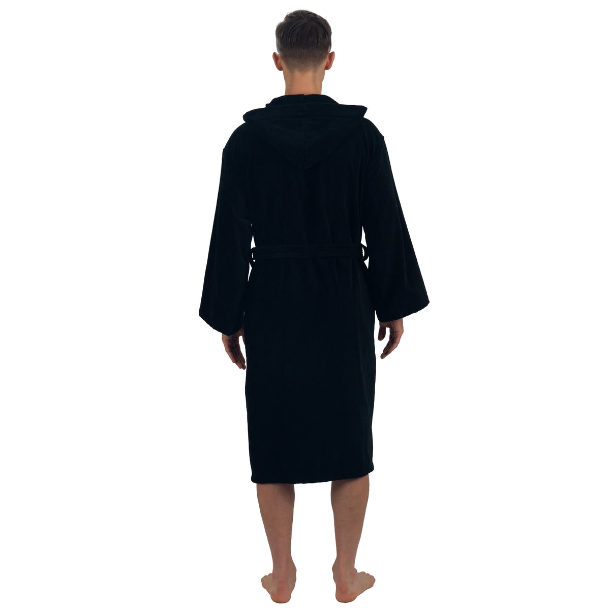 Alpine Swiss Dane Mens Hooded Bathrobe Cotton Terry Cloth Luxury Hotel Spa Robe – Black