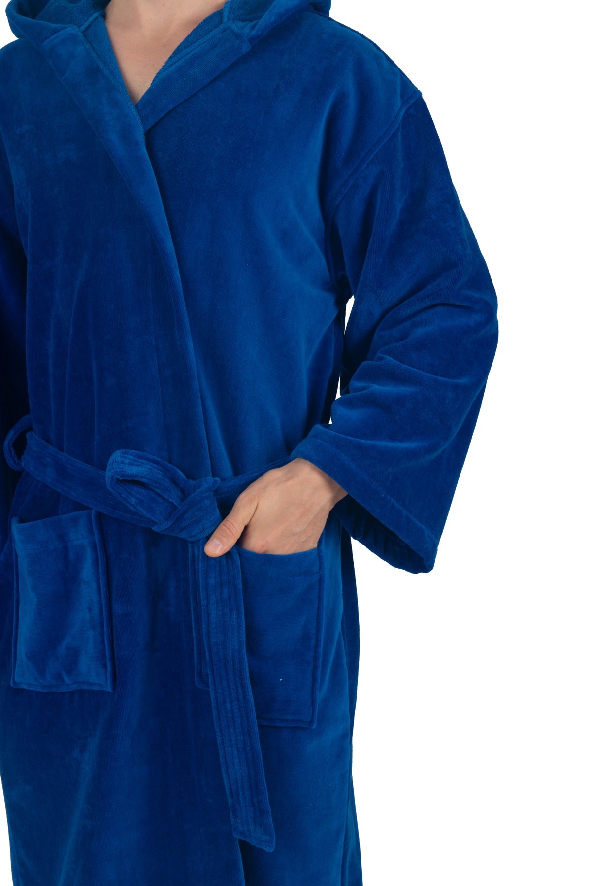 Alpine Swiss Dane Mens Hooded Bathrobe Cotton Terry Cloth Luxury Hotel Spa Robe – Blue
