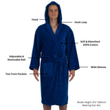 Alpine Swiss Dane Mens Hooded Bathrobe Cotton Terry Cloth Luxury Hotel Spa Robe – Blue