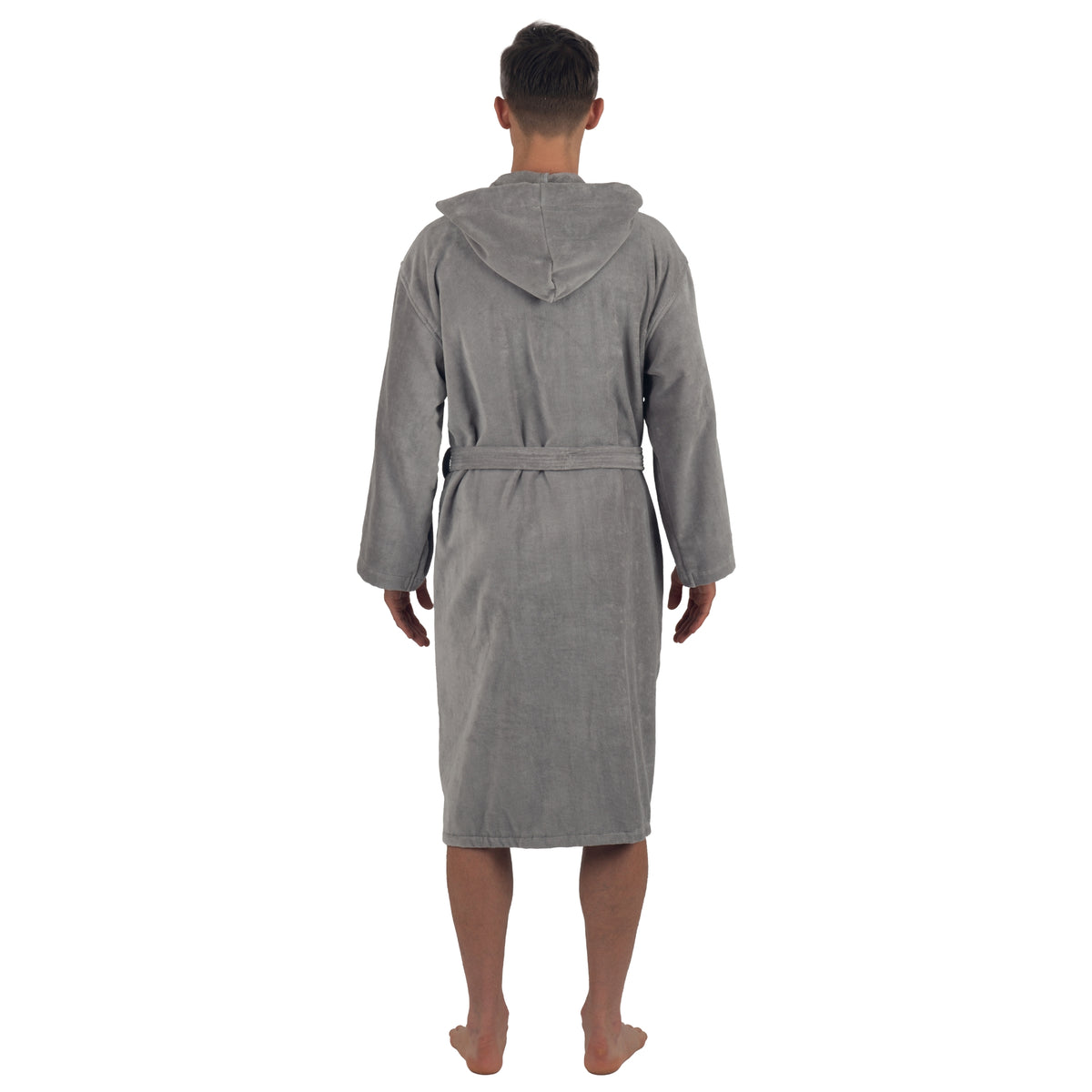 Alpine Swiss Dane Mens Hooded Bathrobe Cotton Terry Cloth Luxury Hotel Spa Robe – Gray