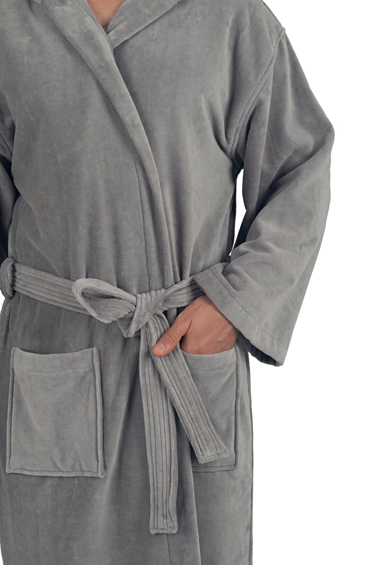 Alpine Swiss Dane Mens Hooded Bathrobe Cotton Terry Cloth Luxury Hotel Spa Robe – Gray
