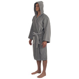 Alpine Swiss Dane Mens Hooded Bathrobe Cotton Terry Cloth Luxury Hotel Spa Robe – Gray