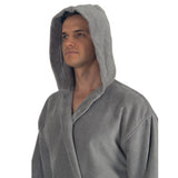 Alpine Swiss Dane Mens Hooded Bathrobe Cotton Terry Cloth Luxury Hotel Spa Robe – Gray