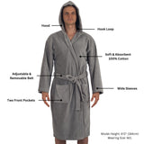 Alpine Swiss Dane Mens Hooded Bathrobe Cotton Terry Cloth Luxury Hotel Spa Robe – Gray