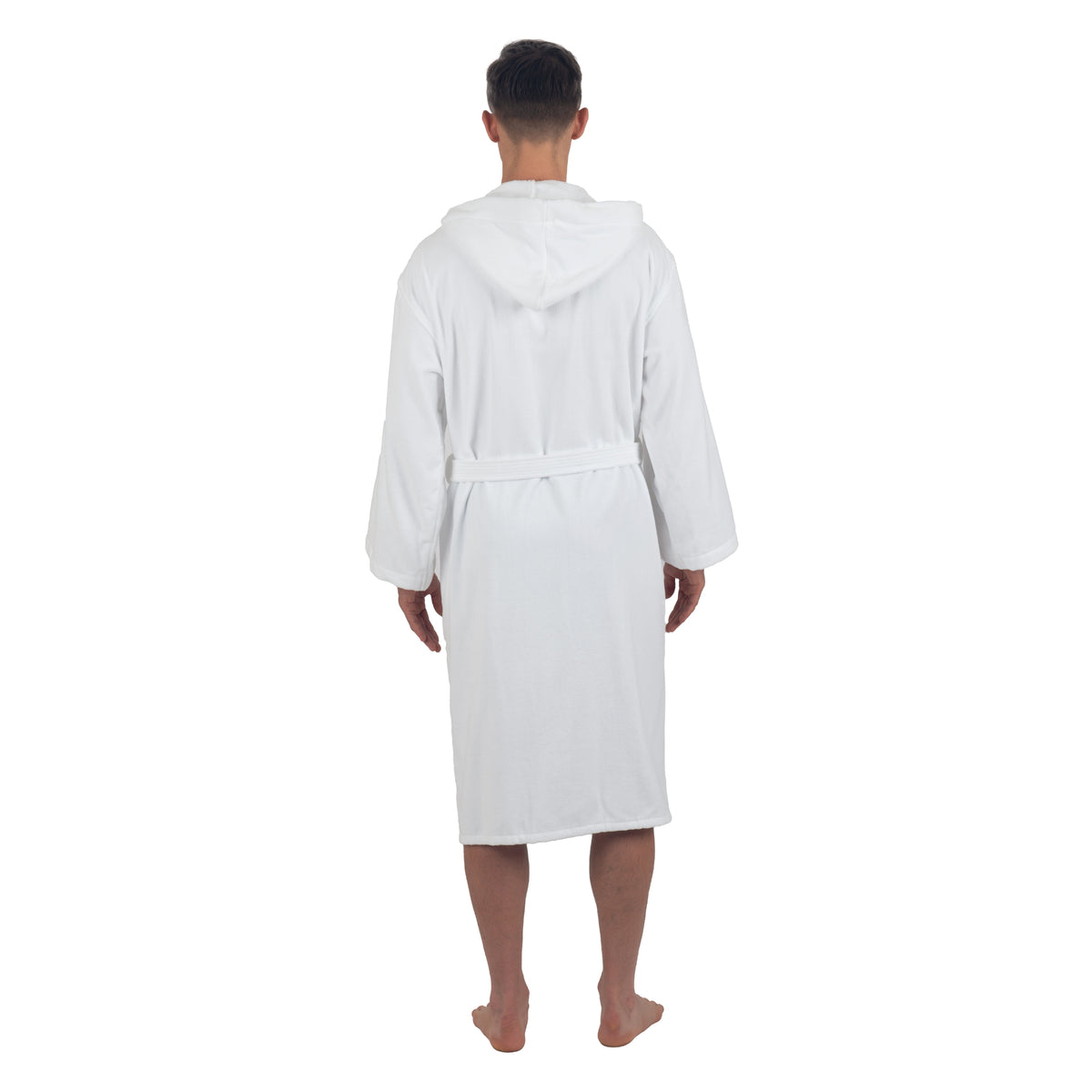 Alpine Swiss Dane Mens Hooded Bathrobe Cotton Terry Cloth Luxury Hotel Spa Robe – White