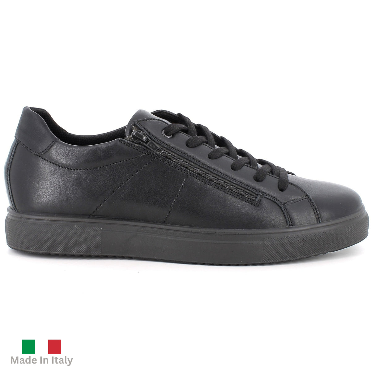 Alpine Swiss Dante Mens Leather Sneakers Made in Italy Low Top Minimalist Shoes – Black