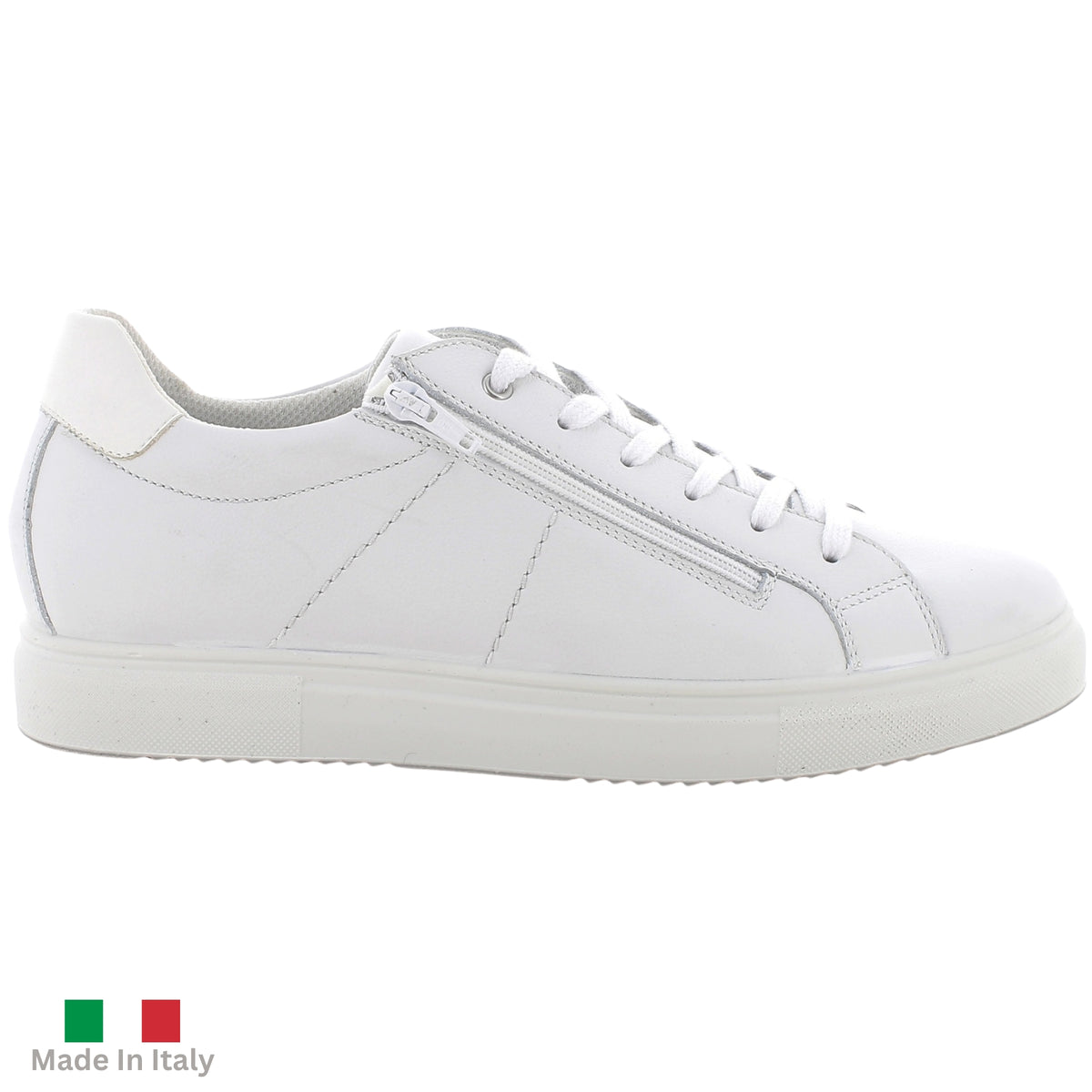 Alpine Swiss Dante Mens Leather Sneakers Made in Italy Low Top Minimalist Shoes – White