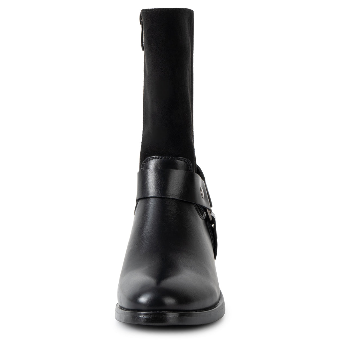 Alpine Swiss Daria Womens Biker Moto Boots Faux Leather Mid Calf Motorcycle Boot – Black