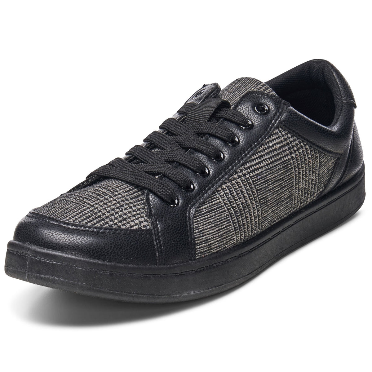 Alpine Swiss David Mens Fashion Sneakers Lace Up Low Top Retro Tennis Shoes – Black Plaid