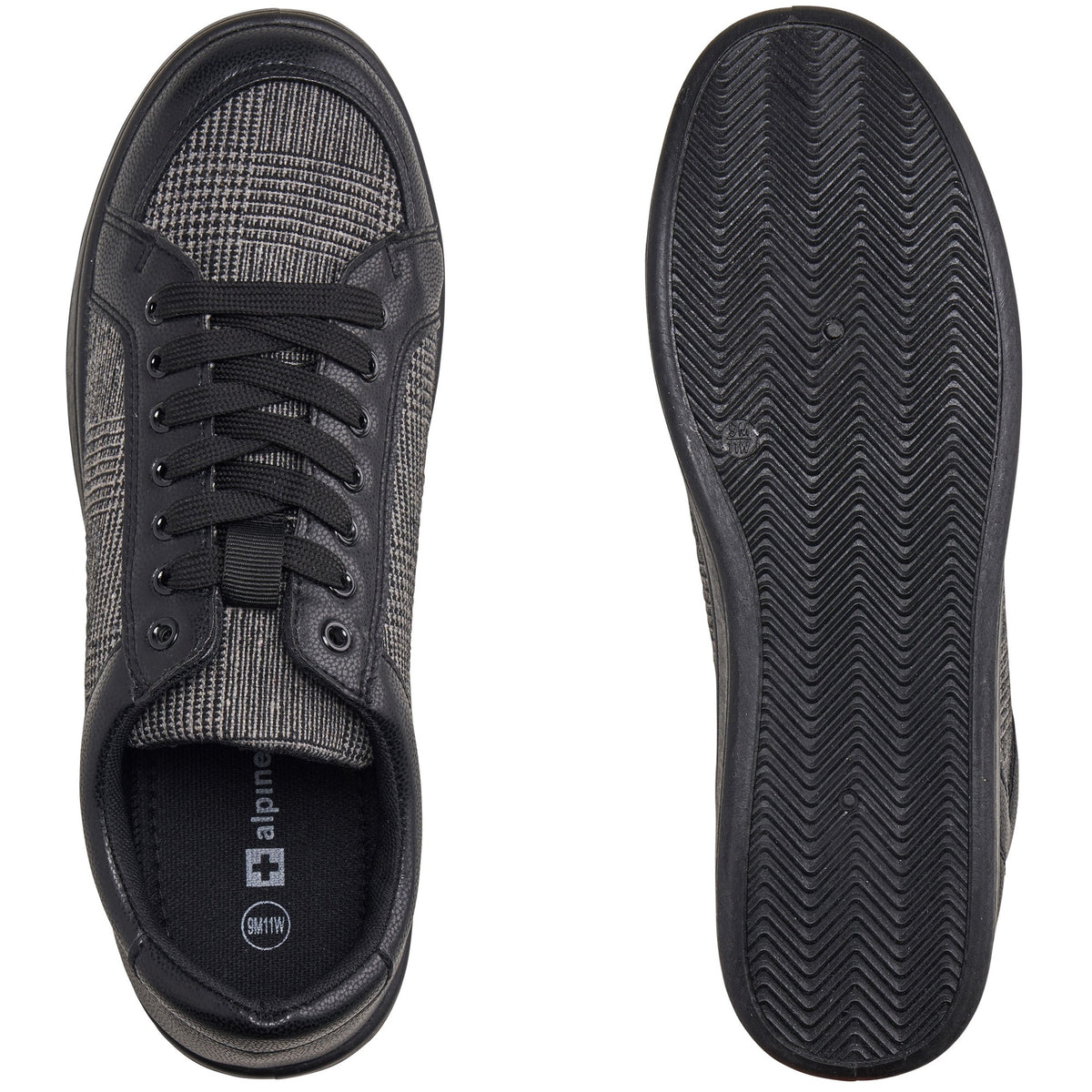 Alpine Swiss David Mens Fashion Sneakers Lace Up Low Top Retro Tennis Shoes – Black Plaid