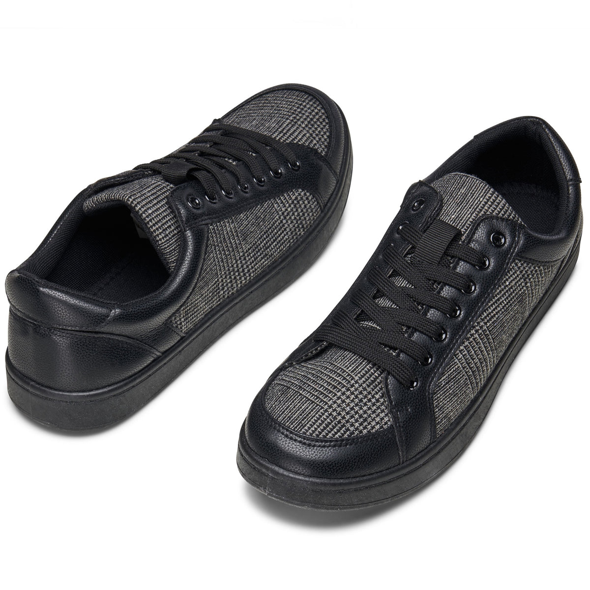 Alpine Swiss David Mens Fashion Sneakers Lace Up Low Top Retro Tennis Shoes – Black Plaid