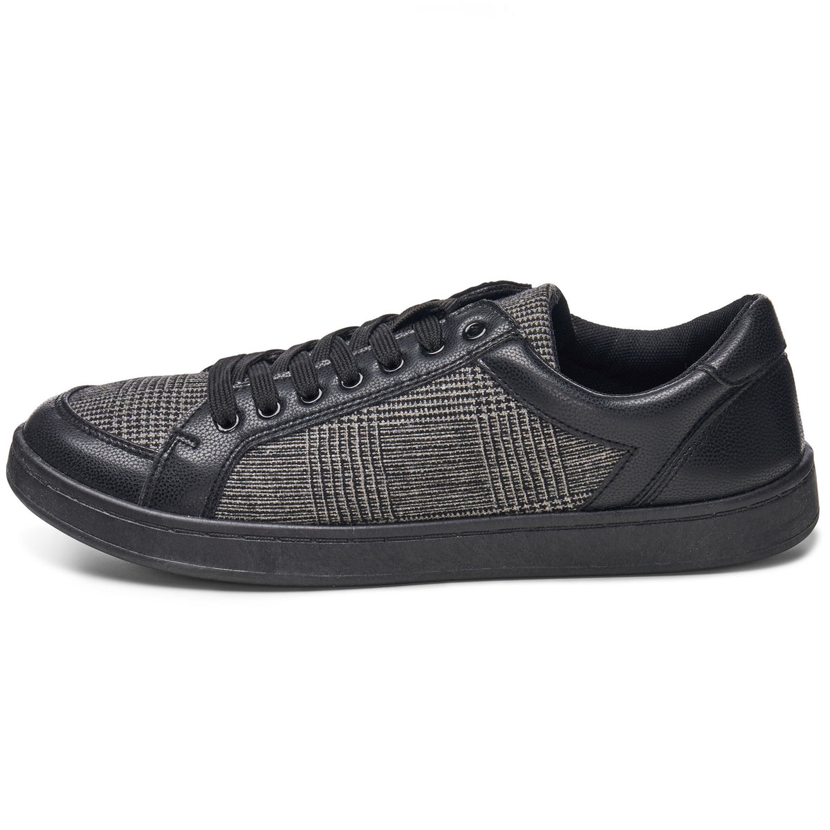 Alpine Swiss David Mens Fashion Sneakers Lace Up Low Top Retro Tennis Shoes – Black Plaid