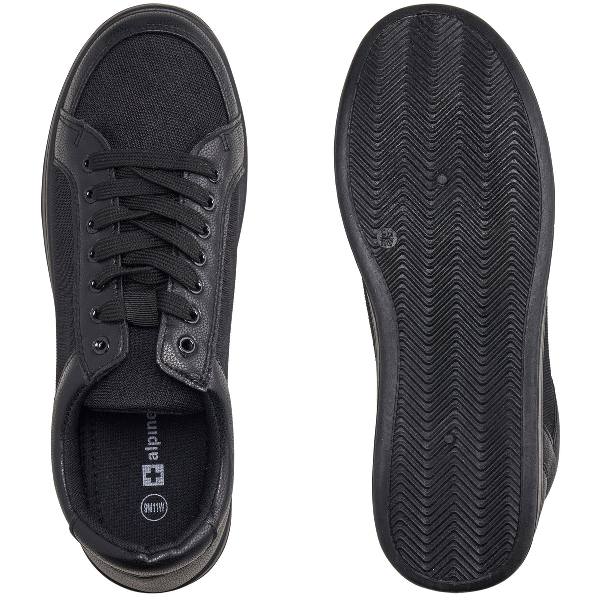 Alpine Swiss David Mens Fashion Sneakers Lace Up Low Top Retro Tennis Shoes – Black