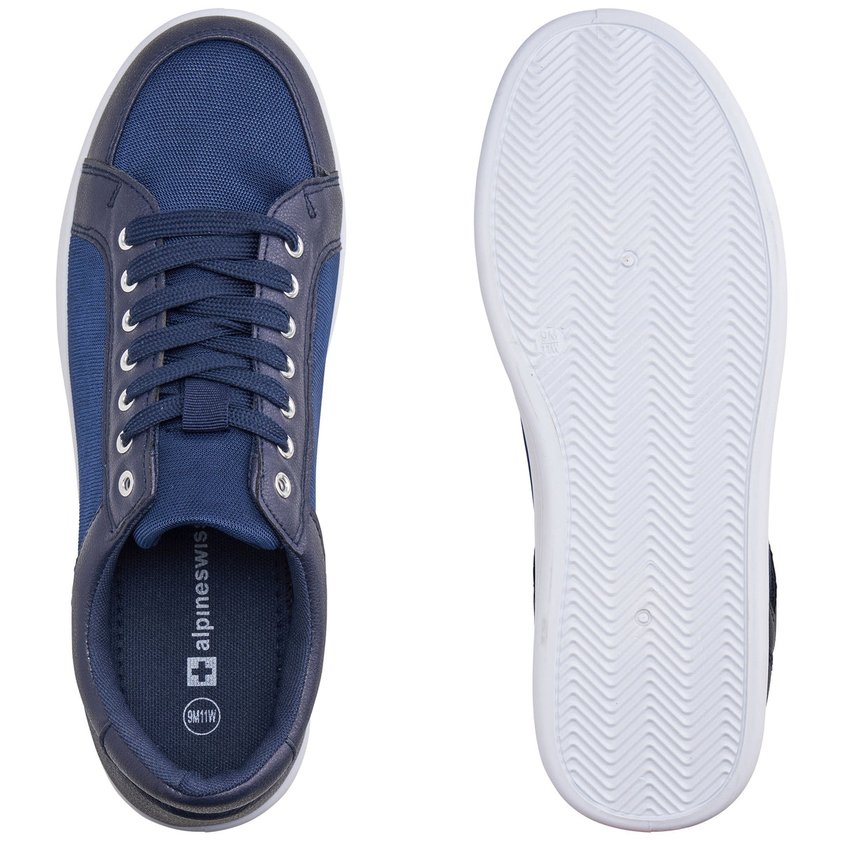 Alpine Swiss David Mens Fashion Sneakers Lace Up Low Top Retro Tennis Shoes – Blue