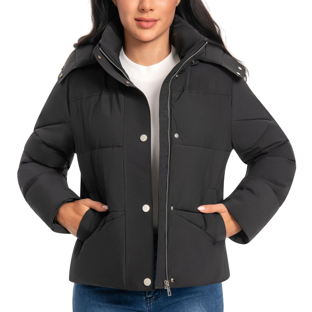 Debra cropped puffer jacket - Black