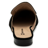 Alpine Swiss Diane Womens Leather Mules Pointed Toe Slip On Flats Comfort Loafer – Black Suede