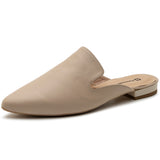 Alpine Swiss Diane Womens Leather Mules Pointed Toe Slip On Flats Comfort Loafer – Cream Leather