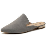 Alpine Swiss Diane Womens Leather Mules Pointed Toe Slip On Flats Comfort Loafer – Gray Suede