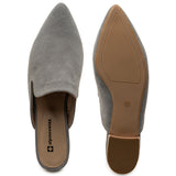 Alpine Swiss Diane Womens Leather Mules Pointed Toe Slip On Flats Comfort Loafer – Gray Suede