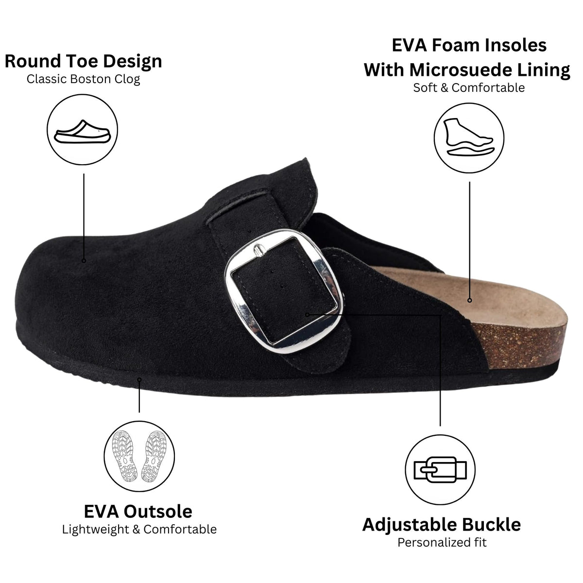 Alpine Swiss Edith Womens Clog Slip On Shoes – Black