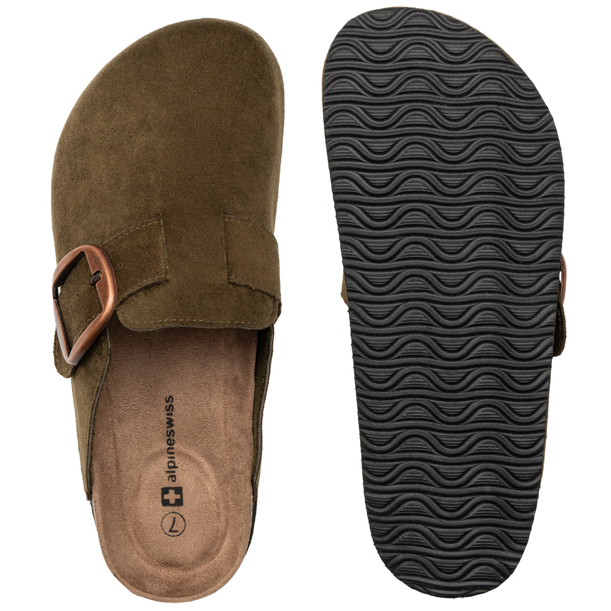 Alpine Swiss Edith Womens Clog Slip On Shoes – Olive
