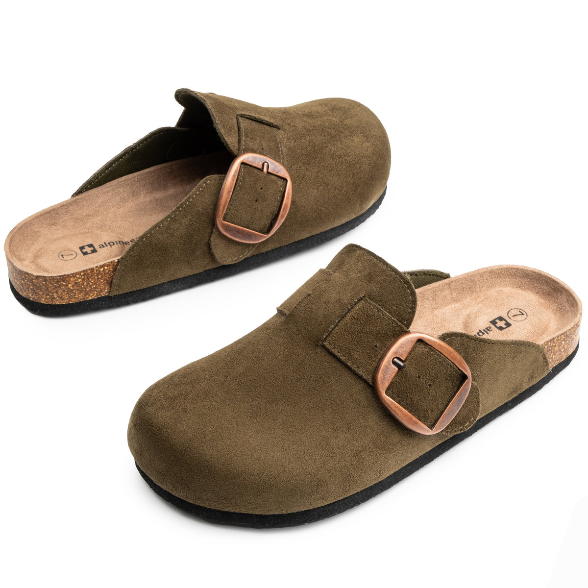 Alpine Swiss Edith Womens Clog Slip On Shoes – Olive