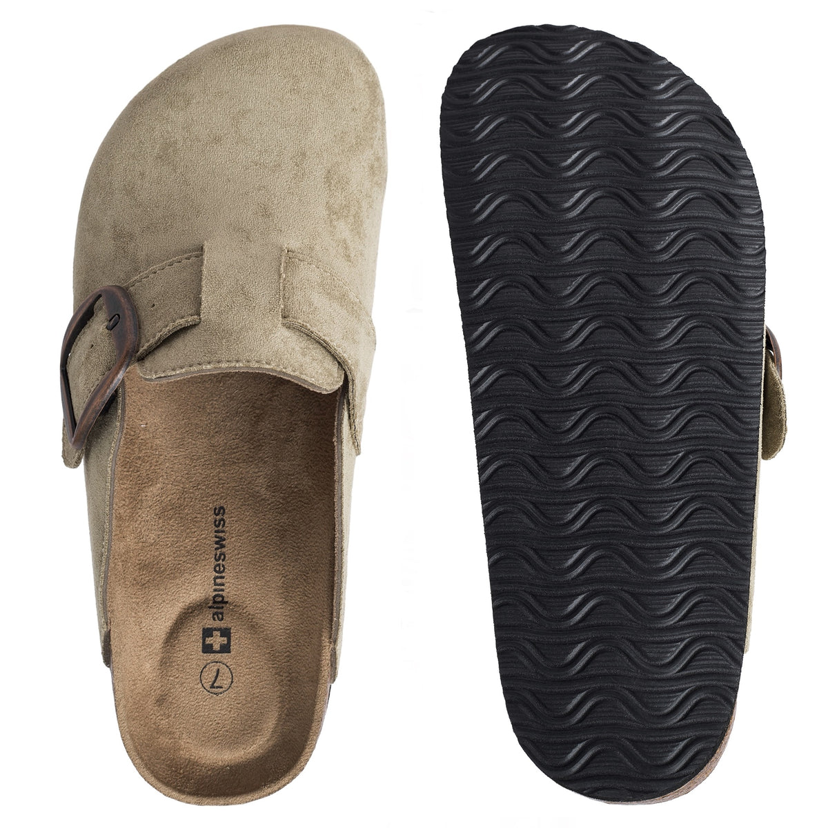 Alpine Swiss Edith Womens Clog Slip On Shoes – Taupe
