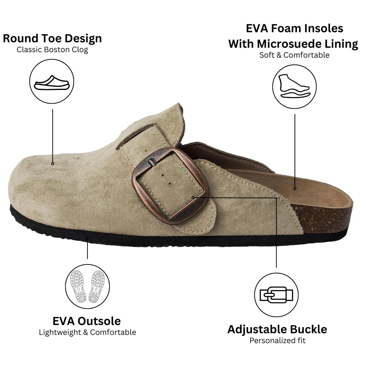 Alpine Swiss Edith Womens Clog Slip On Shoes – Taupe