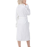Alpine Swiss Womens Luxury Waffle Knit Cotton Bathrobe Shawl Collar Spa Robe – White