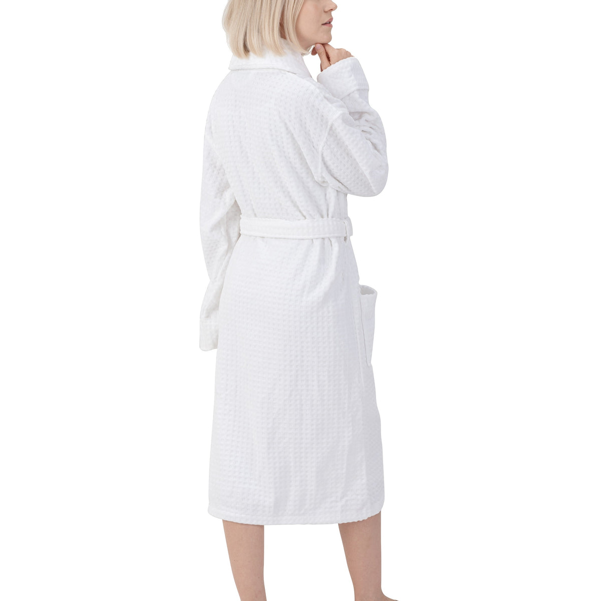 Alpine Swiss Womens Luxury Waffle Knit Cotton Bathrobe Shawl Collar Spa Robe – White