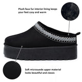 Alpine Swiss Emily Womens Platform Slippers Fluffy Warm Slip On Short Ankle Boot – Black