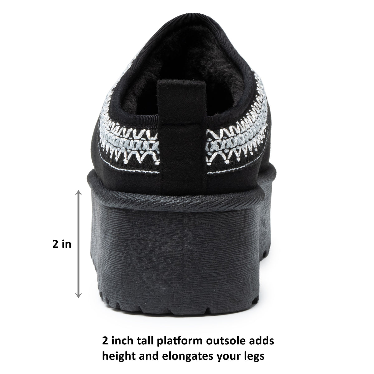 Alpine Swiss Emily Womens Platform Slippers Fluffy Warm Slip On Short Ankle Boot – Black