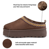 Alpine Swiss Emily Womens Platform Slippers Fluffy Warm Slip On Short Ankle Boot – Brown