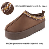Alpine Swiss Emily Womens Platform Slippers Fluffy Warm Slip On Short Ankle Boot – Brown