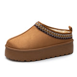 Alpine Swiss Emily Womens Platform Slippers Fluffy Warm Slip On Short Ankle Boot – Tan