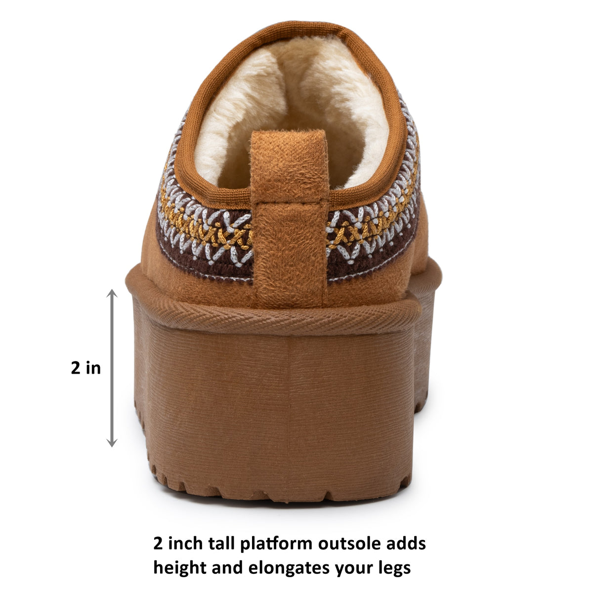 Alpine Swiss Emily Womens Platform Slippers Fluffy Warm Slip On Short Ankle Boot – Tan