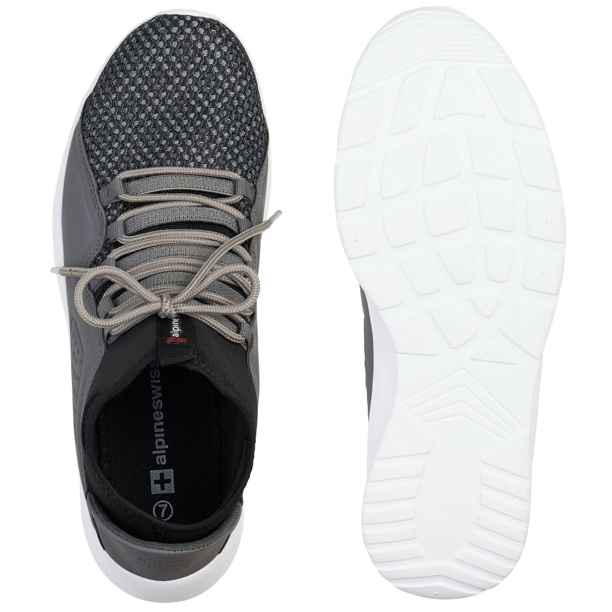 Alpine Swiss Mens Fashion Sneakers Lightweight Knit Top Elastic Sock Tennis Shoe – Gray