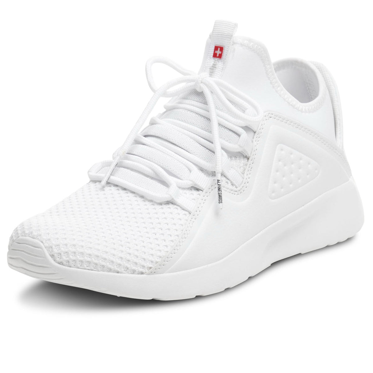 Alpine Swiss Mens Fashion Sneakers Lightweight Knit Top Elastic Sock Tennis Shoe – White