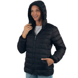 Alpine Swiss Eva Women’s Hooded Puffer Jacket – Black