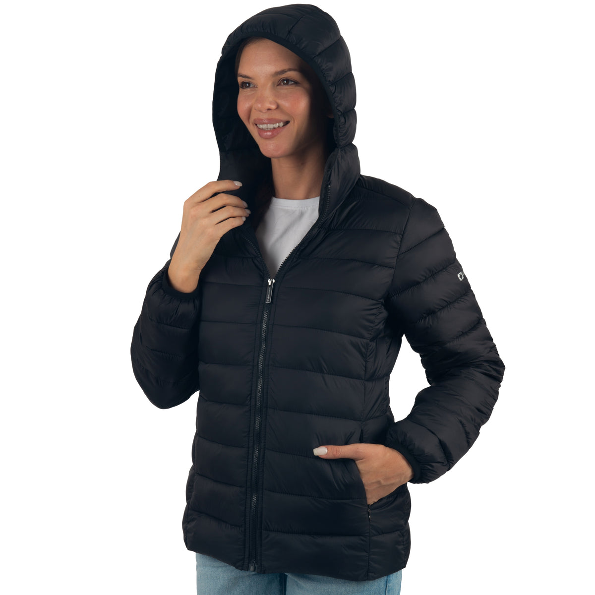 Alpine Swiss Eva Women’s Hooded Puffer Jacket – Black