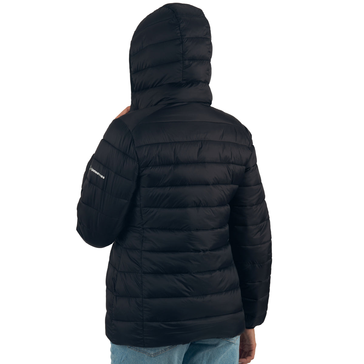 Alpine Swiss Eva Women’s Hooded Puffer Jacket – Black