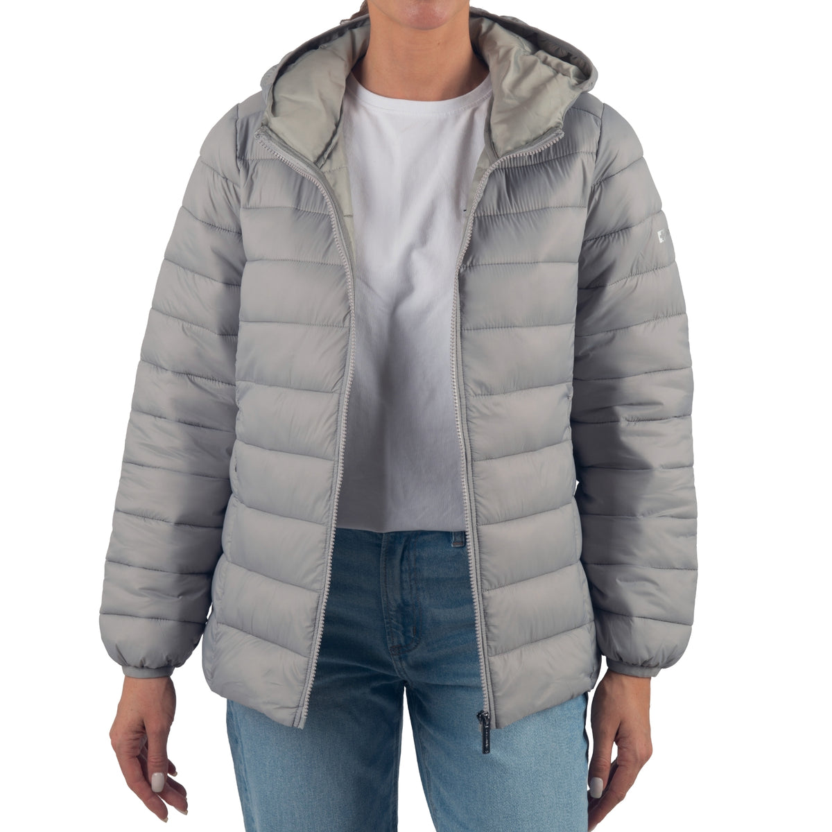 Alpine Swiss Eva Women’s Hooded Puffer Jacket – Gray