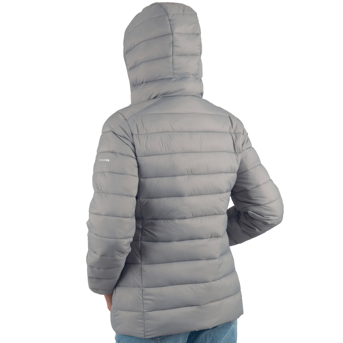 Alpine Swiss Eva Women’s Hooded Puffer Jacket – Gray