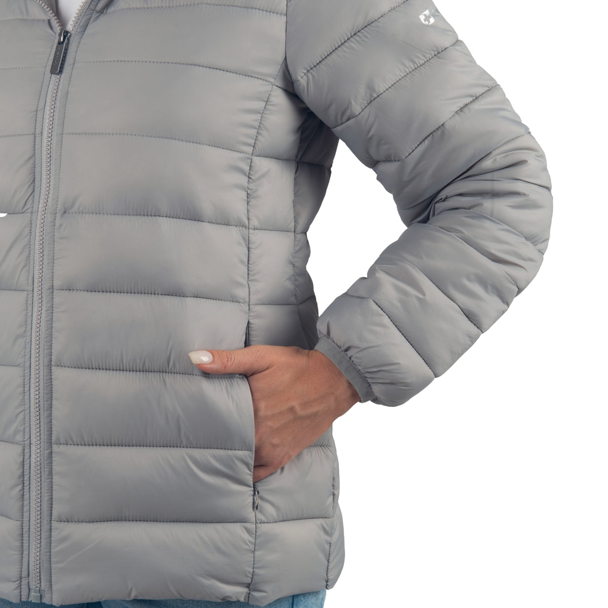 Alpine Swiss Eva Women’s Hooded Puffer Jacket – Gray