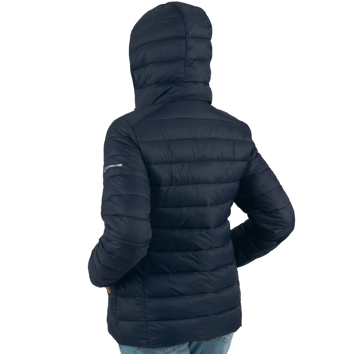 Alpine Swiss Eva Women’s Hooded Puffer Jacket – Navy
