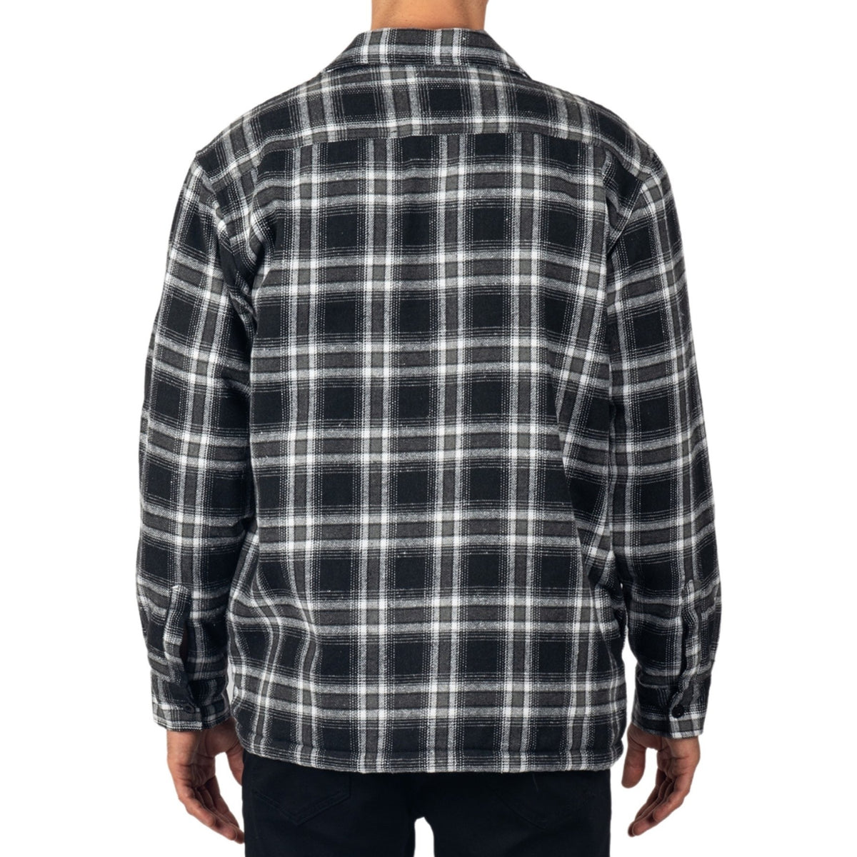 Alpine Swiss Felix Mens Fleece Flannel Jacket Heavyweight Zip-Up Plaid Shacket – Black Gray