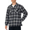 Alpine Swiss Felix Mens Fleece Flannel Jacket Heavyweight Zip-Up Plaid Shacket – Black Gray